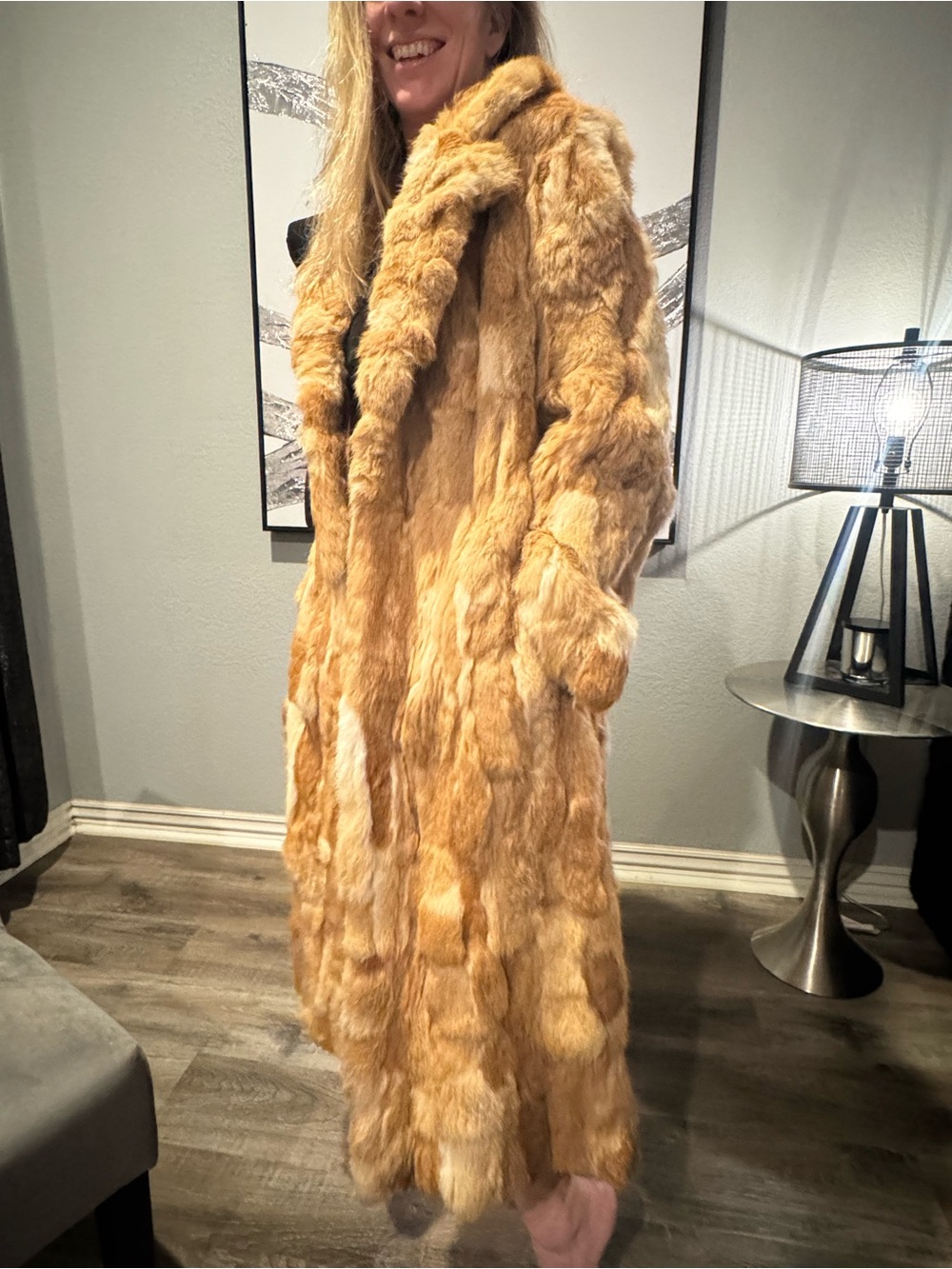 Vintage Rabbit Fur Coat in Warm Camel - Picture 9 of 15